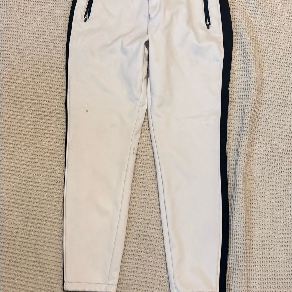 Women's White and Black Straight Leg Pants